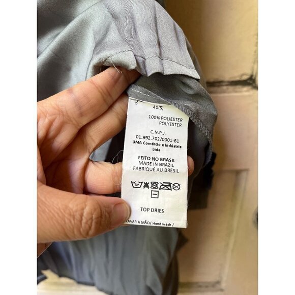 Uma Raquel Davidowicz Satin silver pewter pleated boatneck oversized tunic Small - Picture 7 of 14